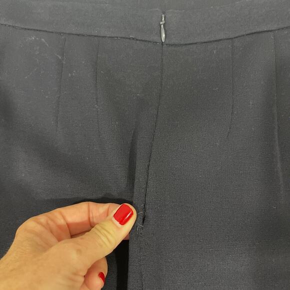 St John Pencil Skirt Womens 8 Navy Blue Knit Back Zip Flaw - Picture 6 of 12